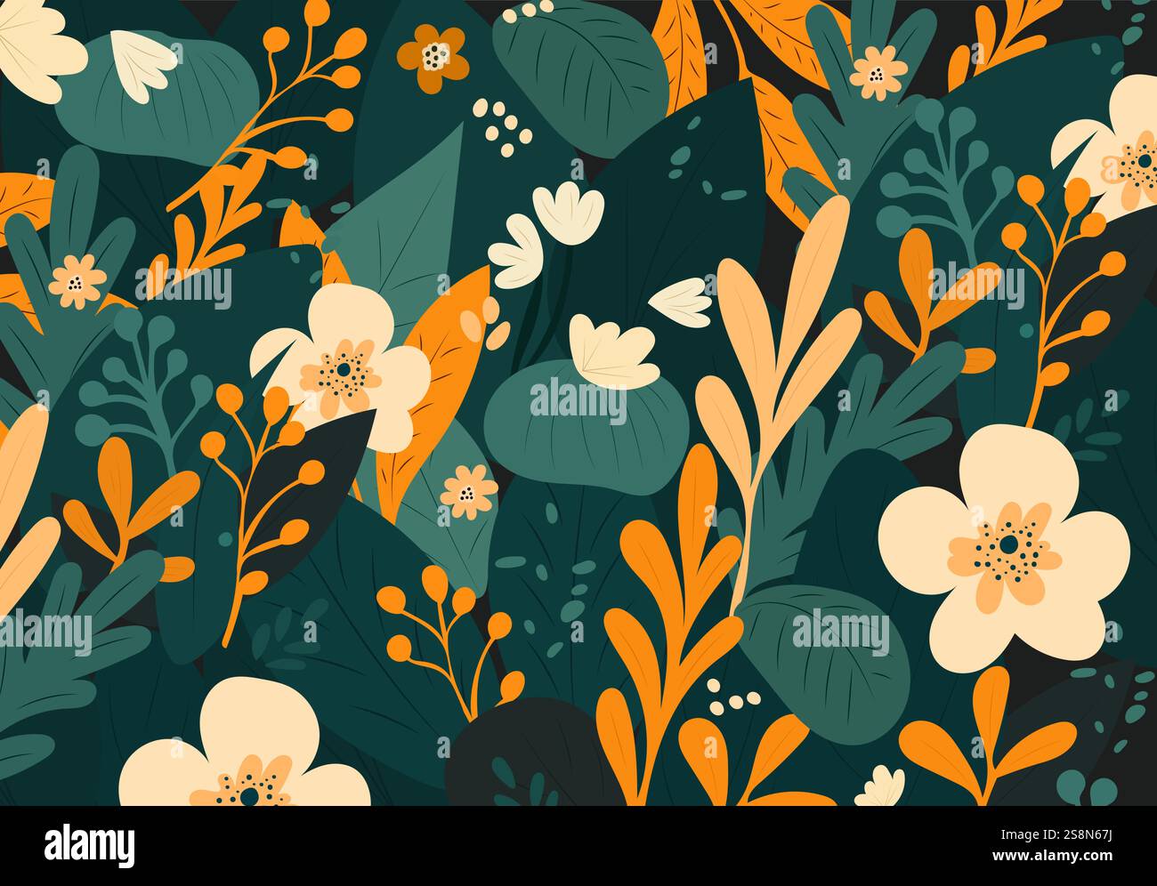 floral background in flat style template, vector Stock Vector Image ...