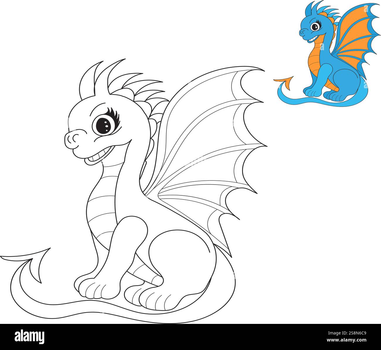 cute dragon childrens coloring book character vector Stock Vector Image ...