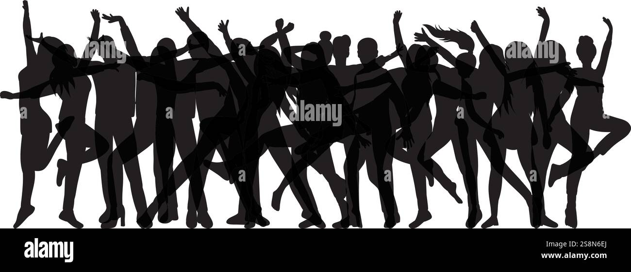 people crowd dancing silhouette design vector isolated Stock Vector ...