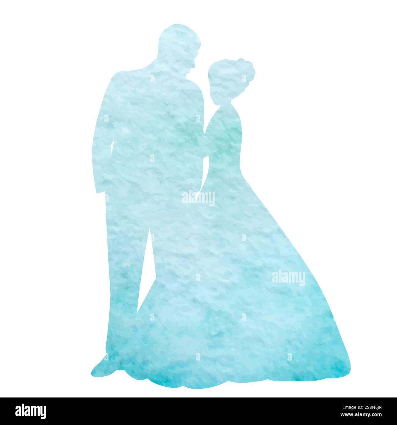 watercolor bride and groom silhouette design vector Stock Vector Image ...