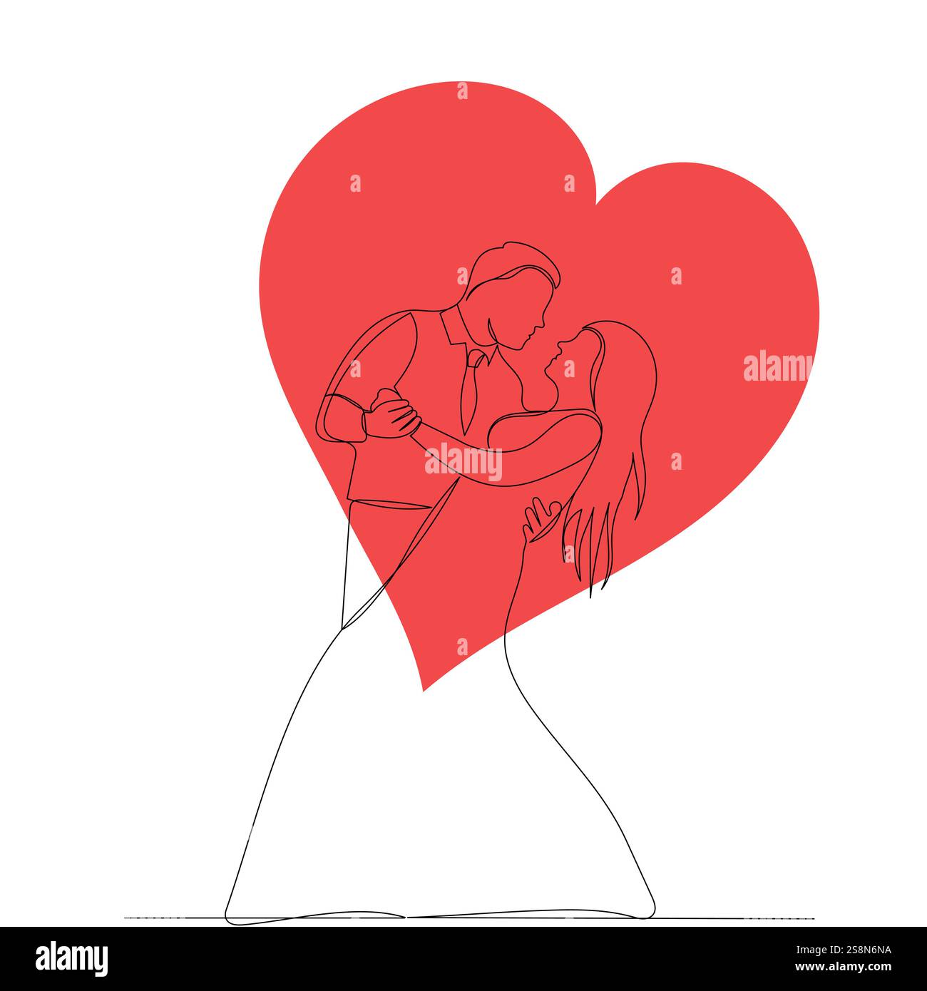 bride and groom wedding continuous line drawing Stock Vector Image ...