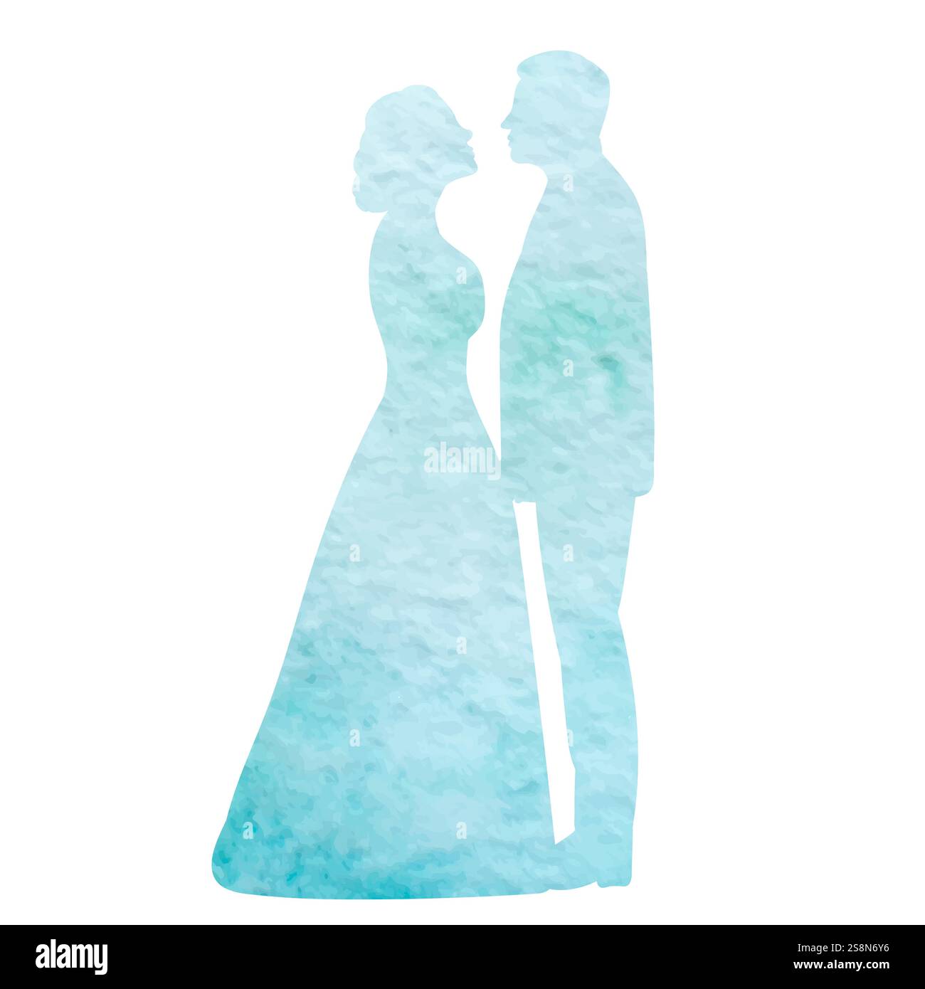 watercolor bride and groom silhouette design vector isolated Stock ...