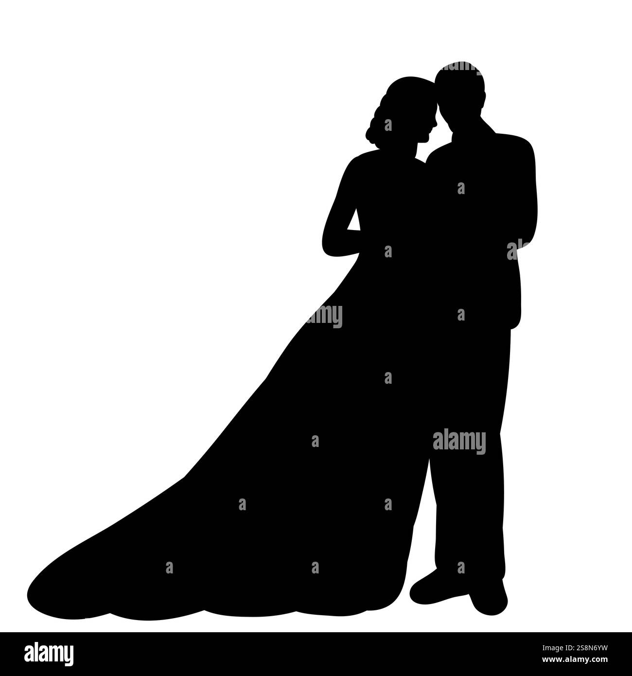wedding bride and groom silhouette design vector isolated Stock Vector ...