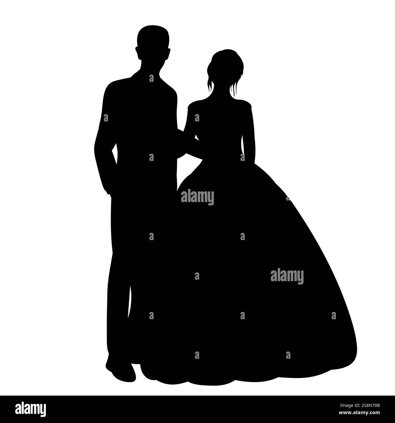 bride and groom silhouette design vector isolated Stock Vector Image ...