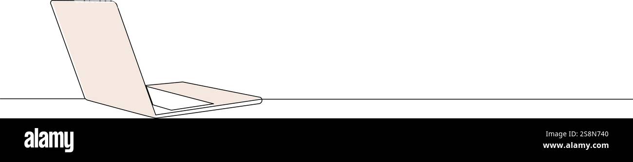 laptop sketch continuous line drawing, vector Stock Vector