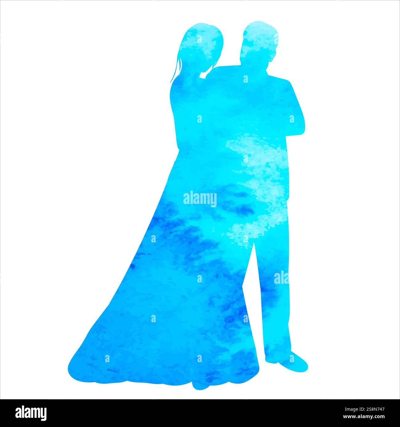 watercolor bride and groom silhouette design vector Stock Vector Image ...