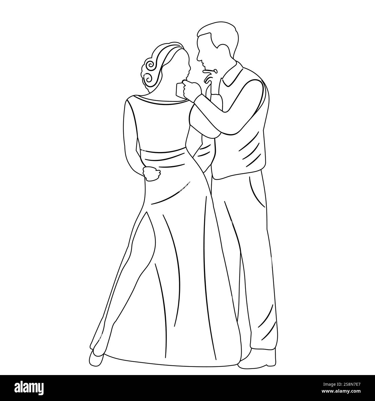 bride and groom sketch, doodle ,contour line isolated Stock Vector ...