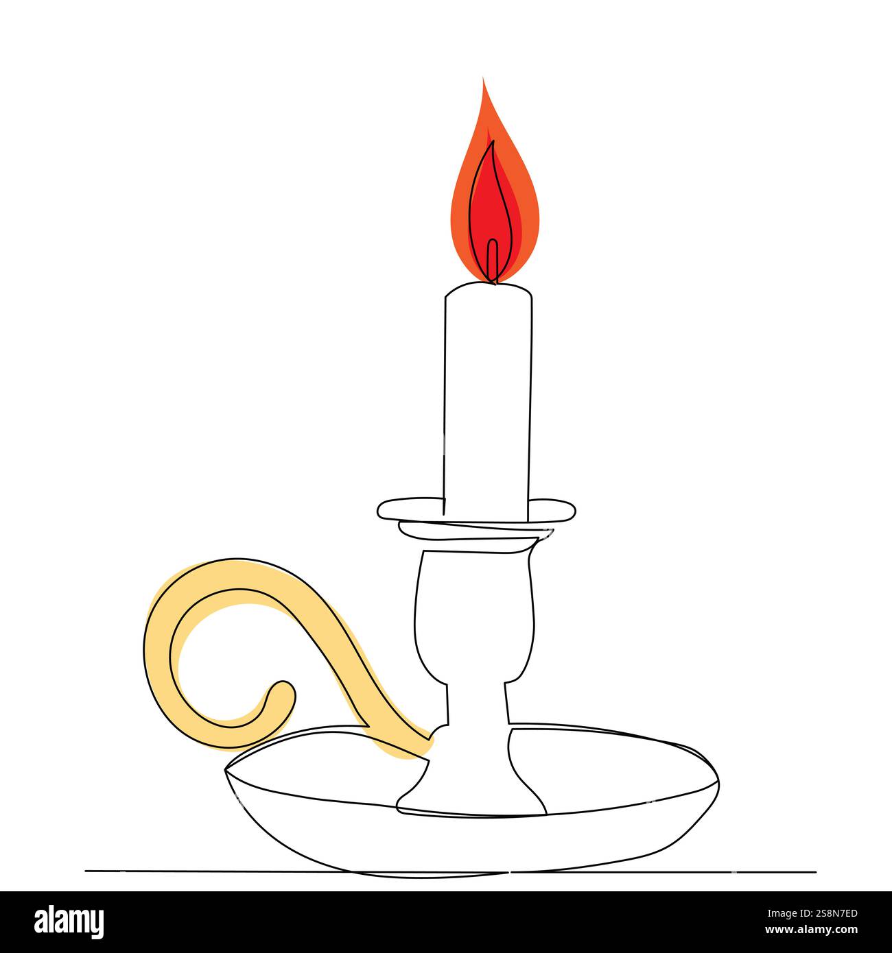 candle in candlestick sketch continuous line drawing, vector Stock ...