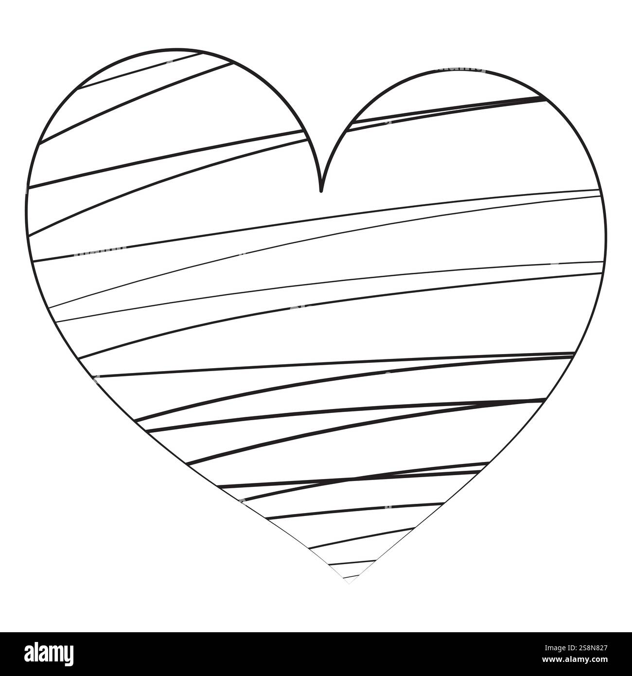 heart doodle sketch ,outline on white background isolated vector Stock ...