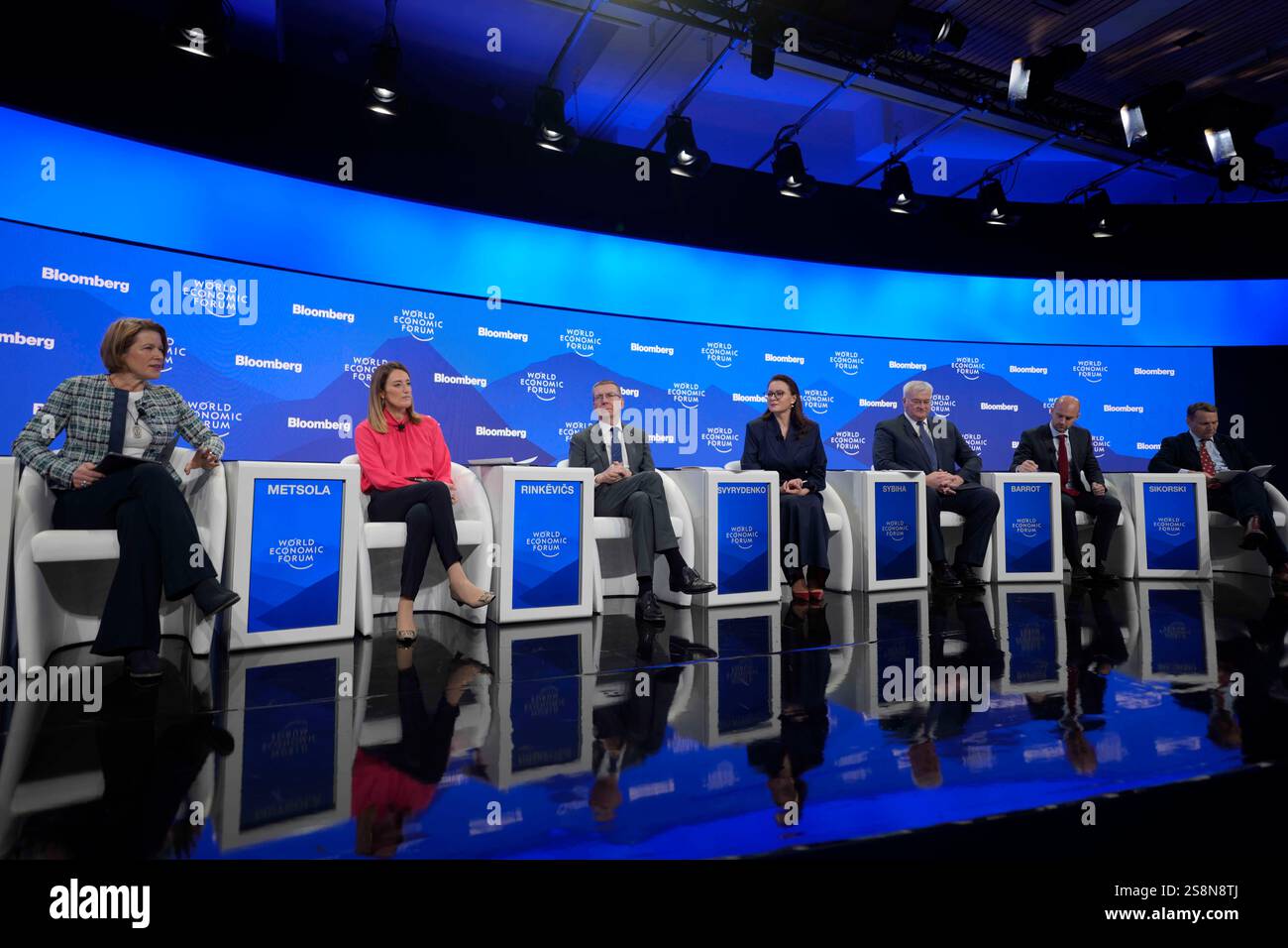 European Parliament President Roberta Metsola, 2nd left, and Latvia's