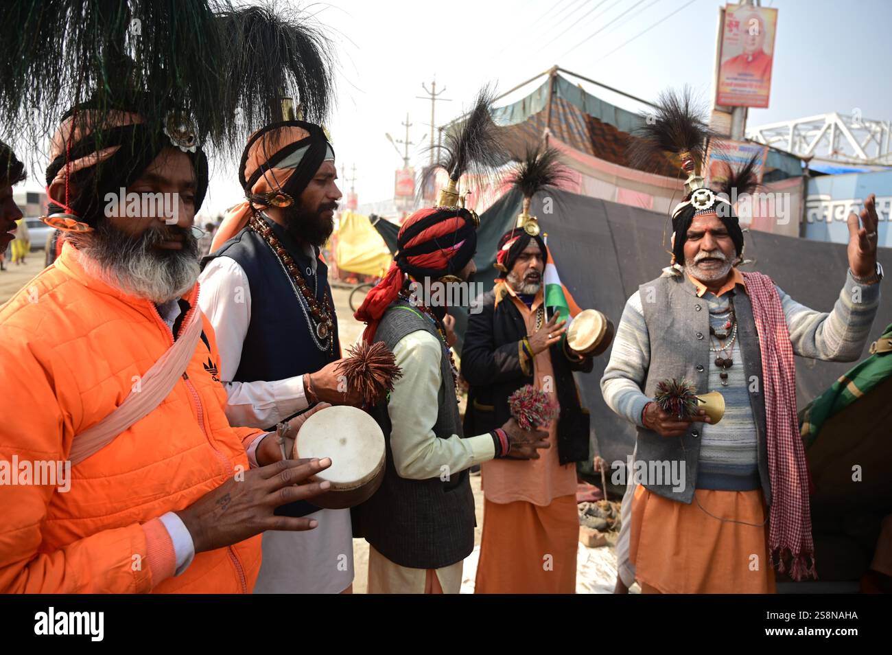 January 23, 2025: Prayagraj: Jangham Sadhus perform rituals at Sangam ...