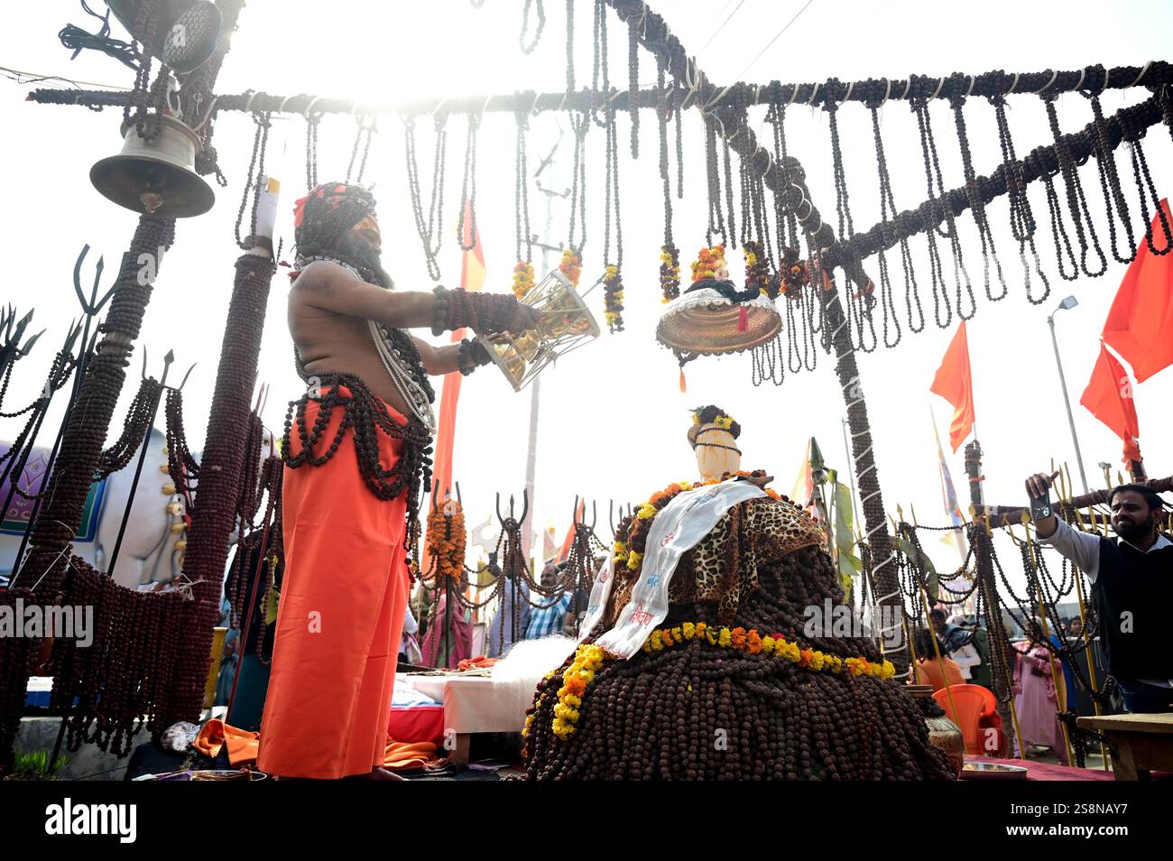 January 23, 2025: Prayagraj: A Sadhu perform rituals at a camp at ...