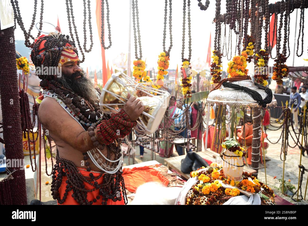 January 23, 2025: Prayagraj: A Sadhu perform rituals at a camp at ...