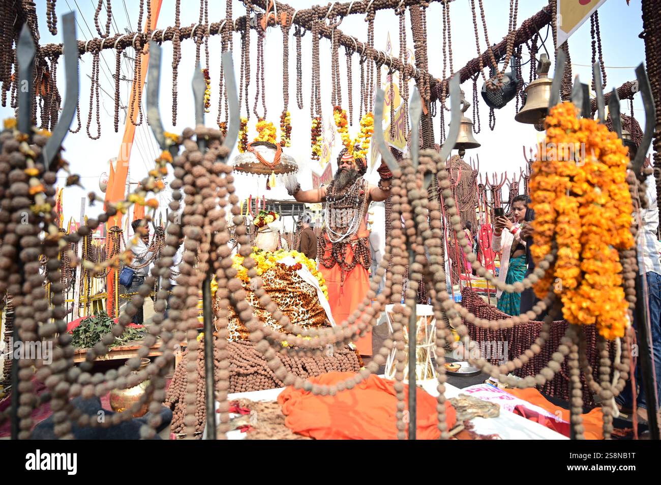 January 23, 2025: Prayagraj: A Sadhu perform rituals at a camp at ...