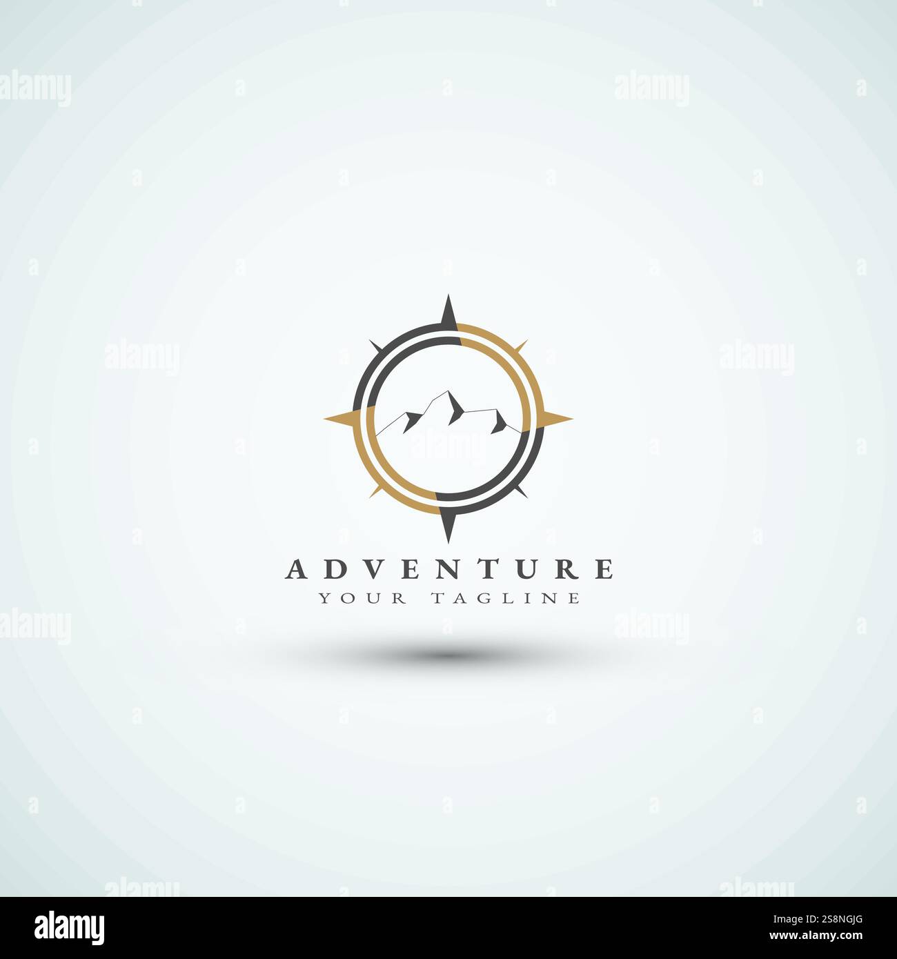 Compass and mountain logo design template Stock Vector