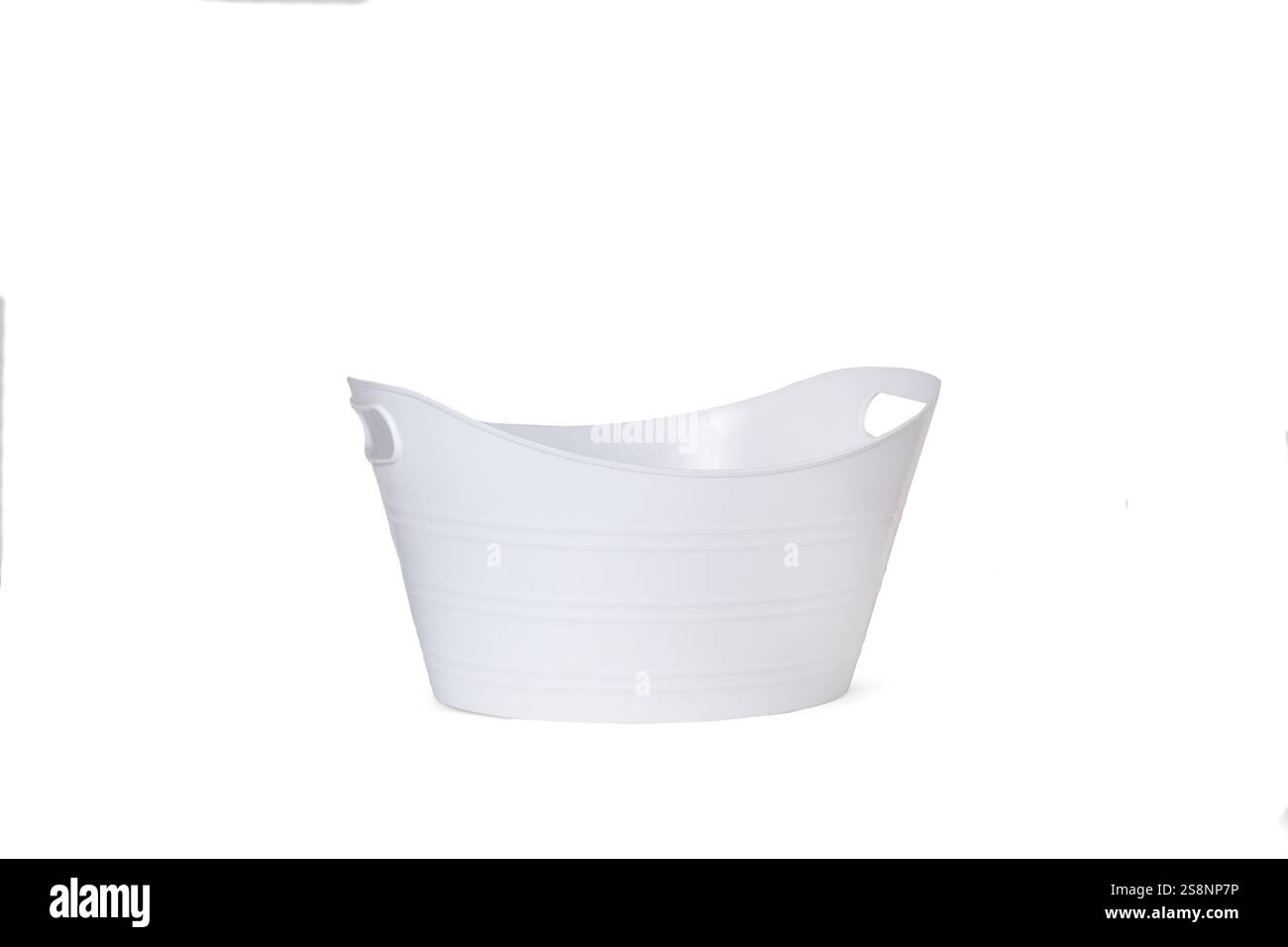 A white plastic bucket on a white background Stock Photo