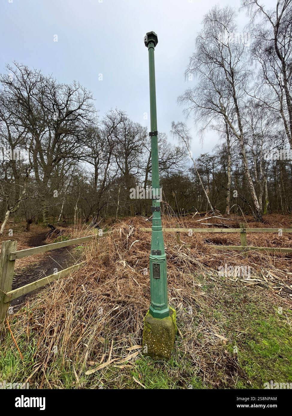 Holme Fen posts installed to record the land subsidance as the fen was drained. Cambridgeshire - Smartphone Captured Stock Image
