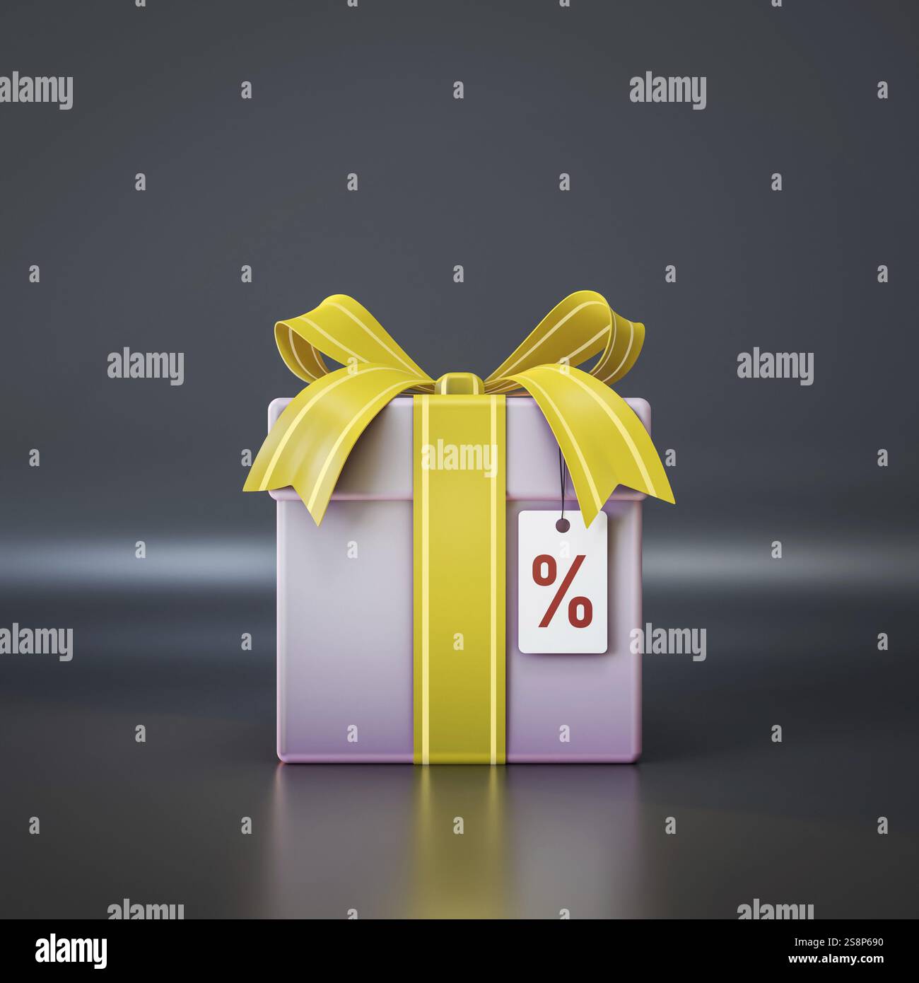 A typical gift box with percent price tag. 3D illustration Stock Photo ...