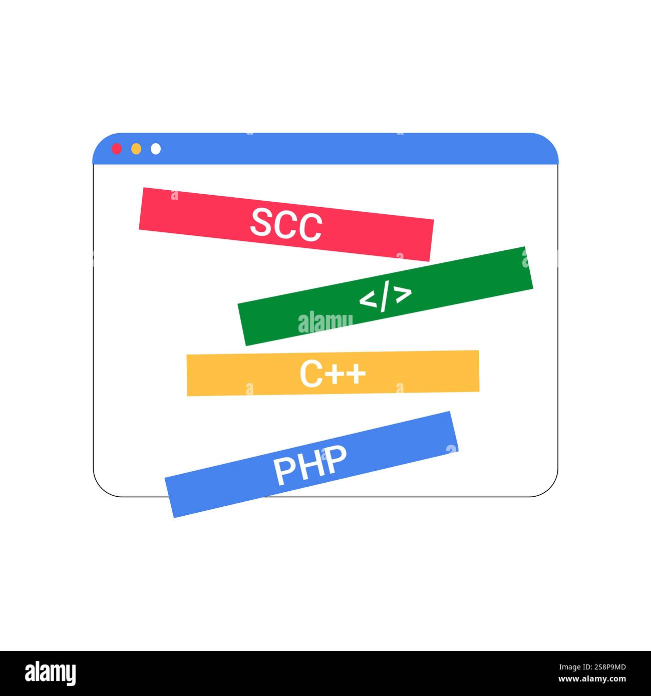 Coding Language List On Digital Screen In Flat Vector Illustration ...