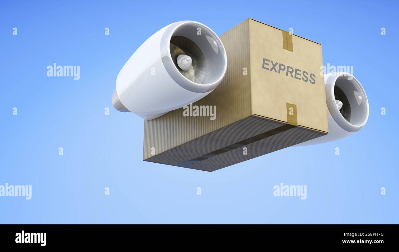 A freight box jet propulsion. 3D illustration Stock Photo - Alamy