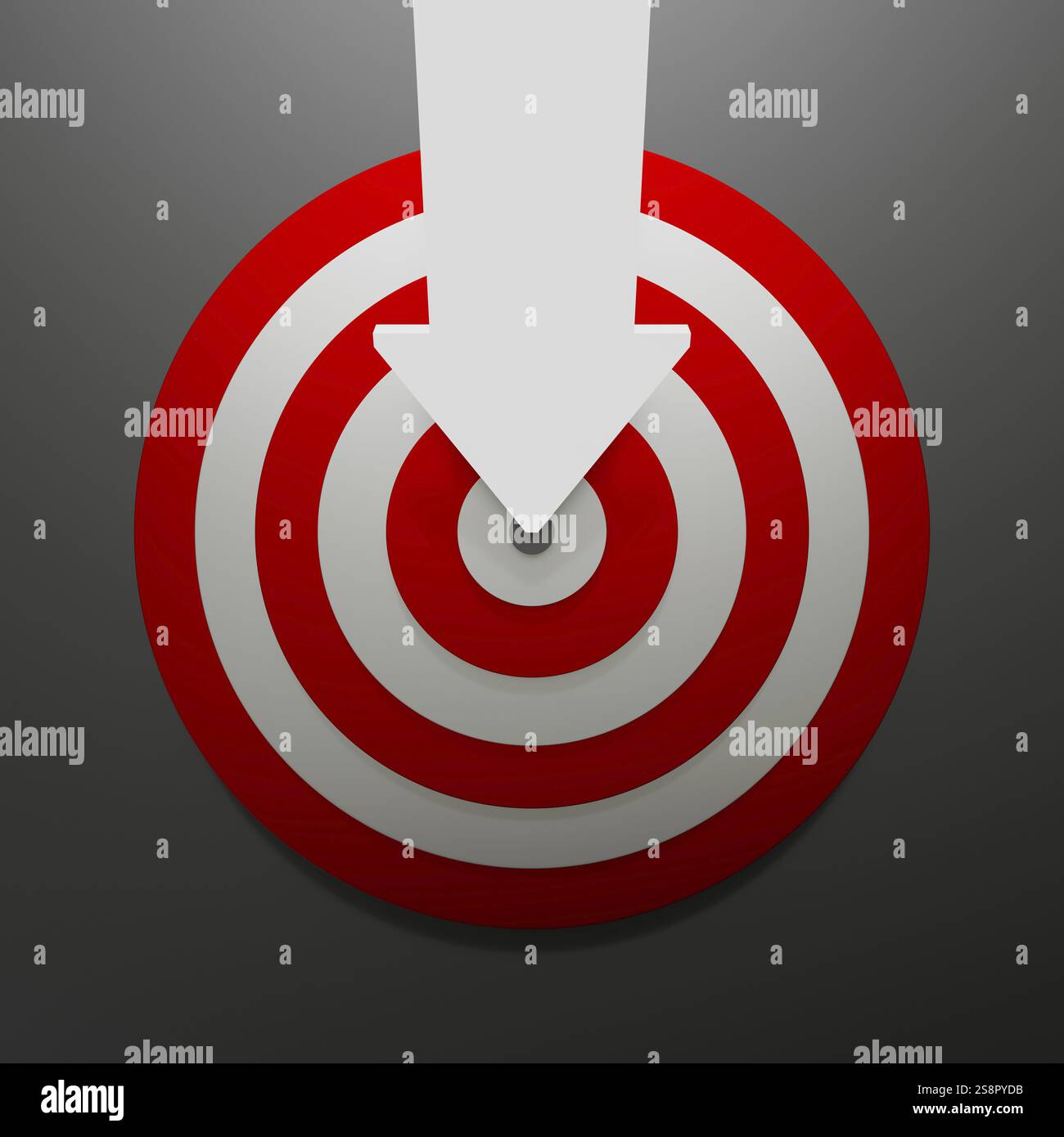 A red white target with arrow 3D illustration Stock Photo - Alamy