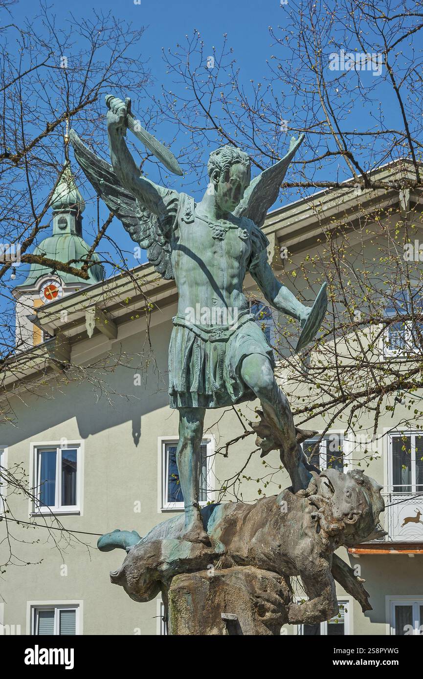 Town Square Fountain Bowl Fountain With Figure Of St Michael By town-square-fountain-bowl-fountain-with-figure-of-st-michael-by