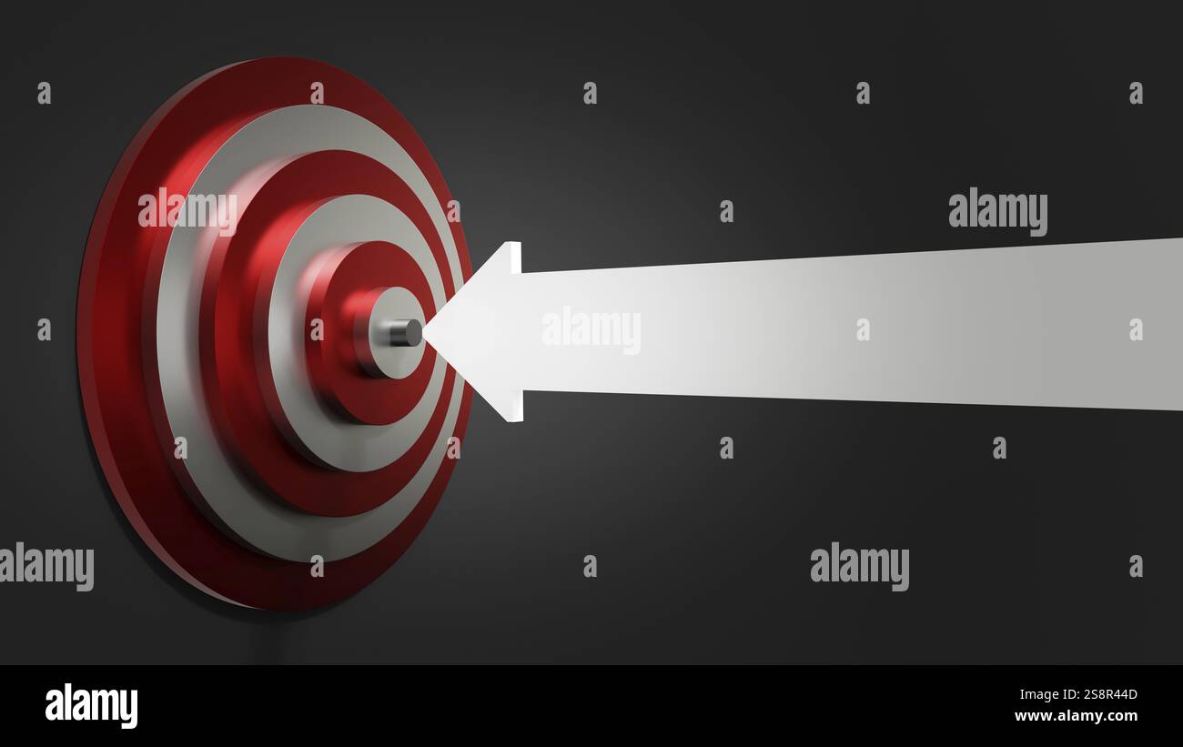 A red white target with arrow 3D illustration Stock Photo - Alamy