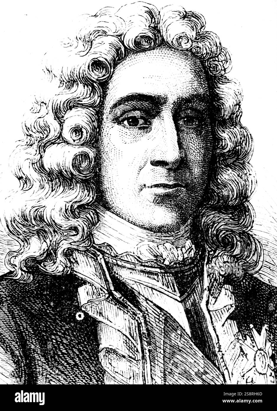 Portrait of Florent-Jean de Vallière (1667-1759) a French artillery officer. Dated 18th Century Stock Photo