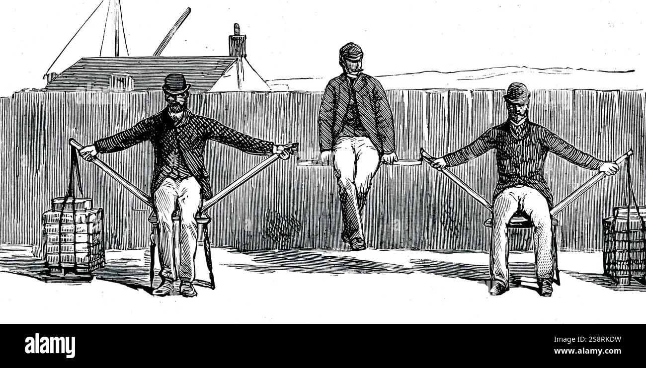 Illustration depicting the principle of the cantilever which was used in the Fourth Bridge. Dated 19th Century Stock Photo