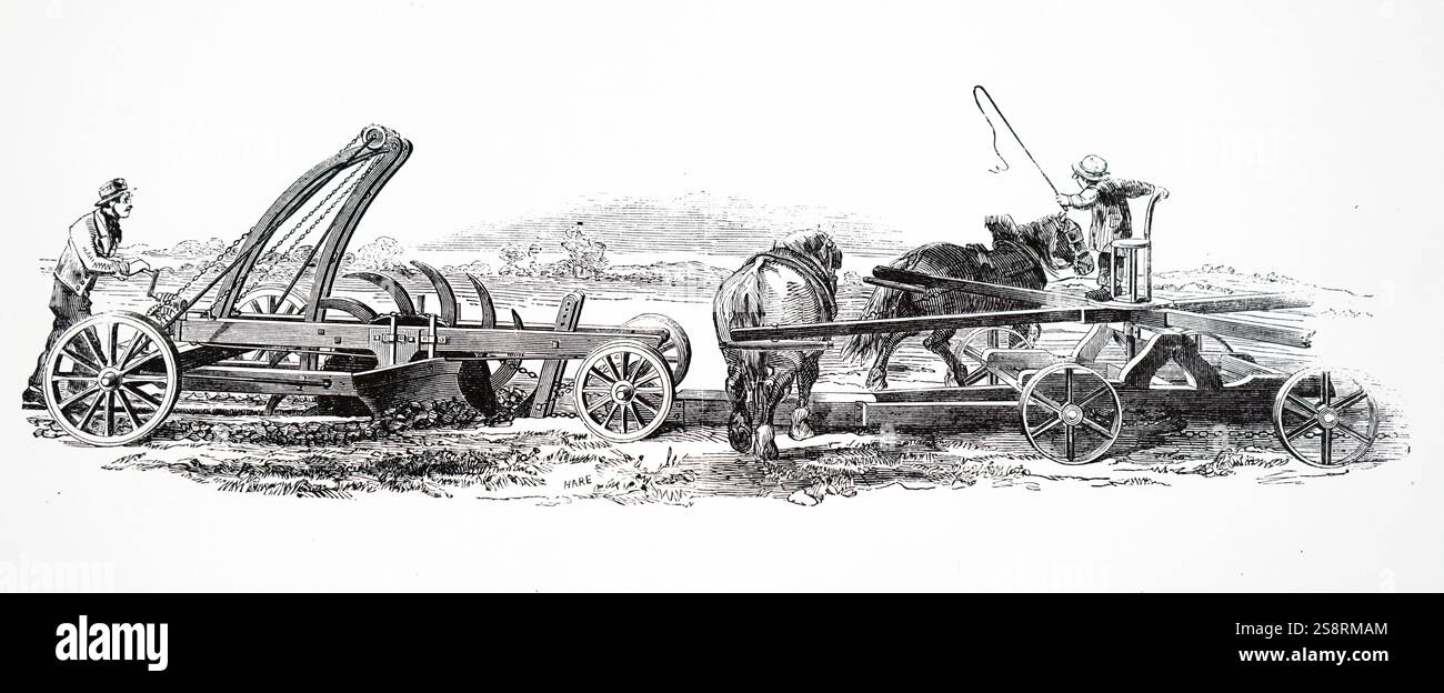 Engraving depicting a deep draining machine -capable of making a drain ...