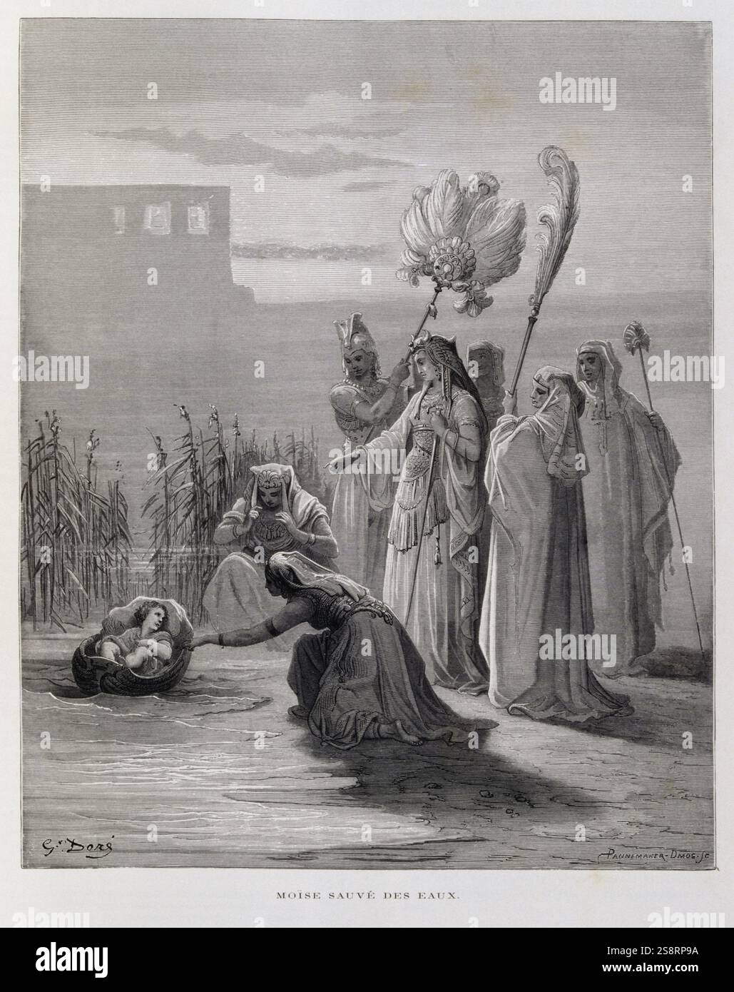 Moses rescued by the daughter of the Pharaoh of Egypt, Illustration ...