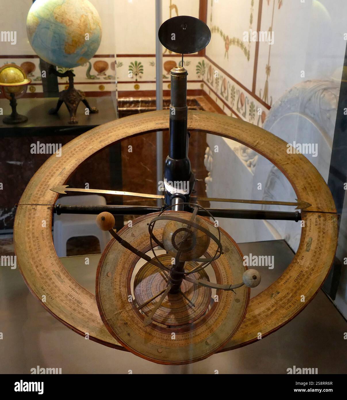 A 19th century french tellurion tellurium a clock typically of