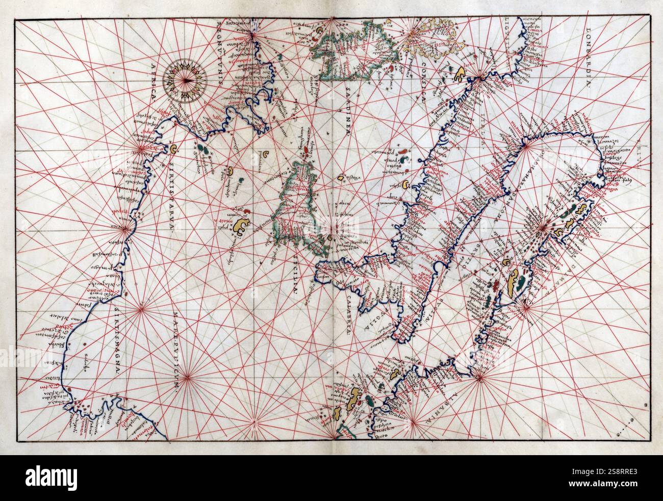 Portolan atlas of nine charts and a world map, etc. Dedicated to Hieronymus Ruffault, Abbot of St. Vaast. Battista Agnese, active 16th century. Published c1544 Stock Photo