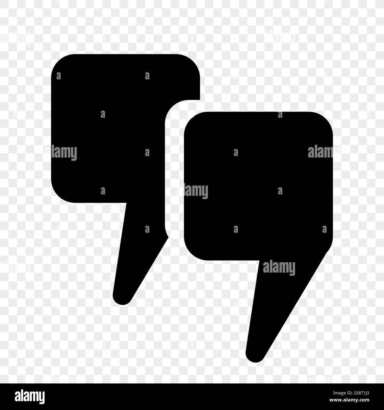 Square icons in the form of black quotes on a transparent background ...