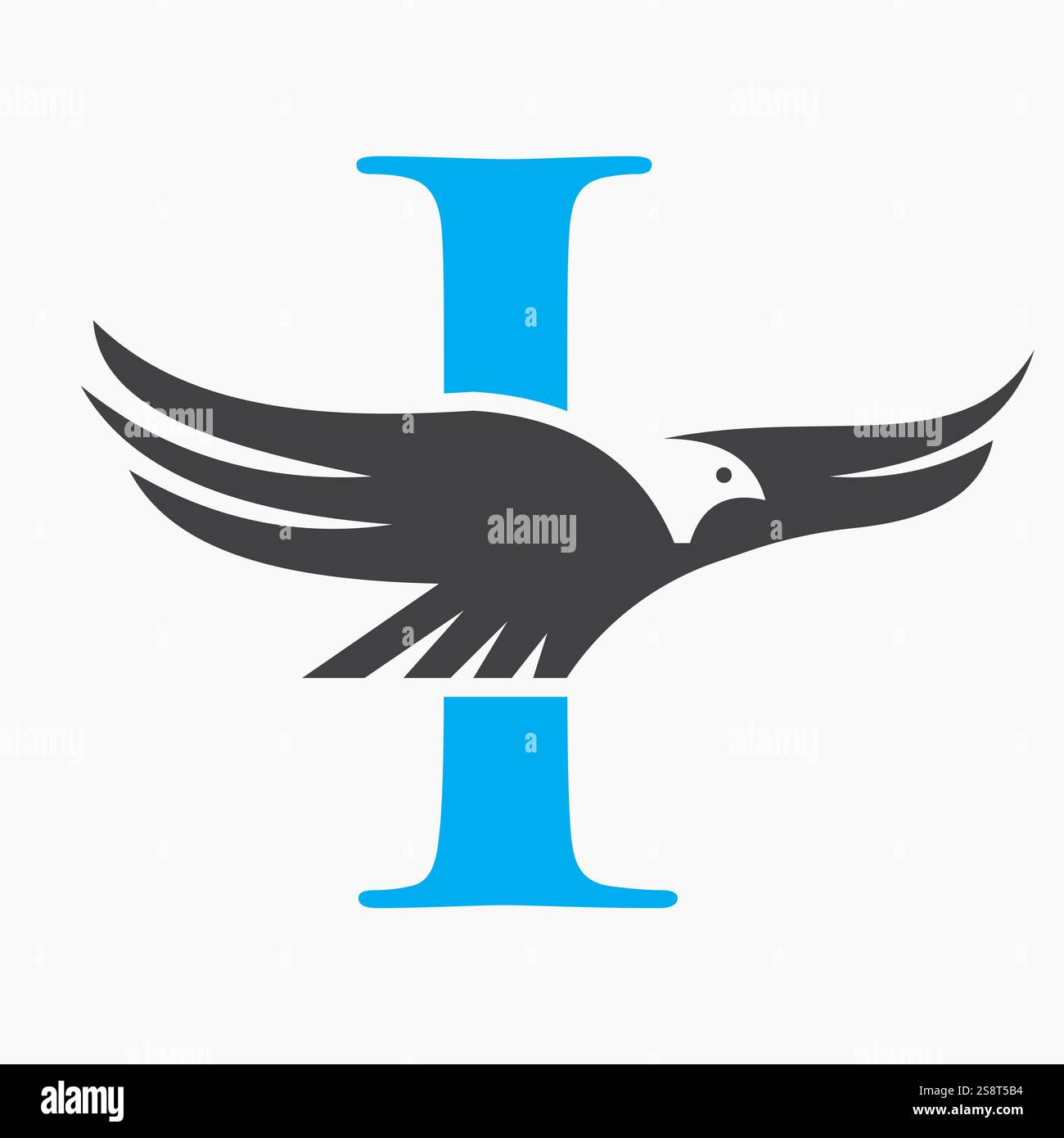 Monogram Letter I Flying Eagle Logo Concept For Speed Icon and Transportation Symbol Vector Sign Stock Vector
