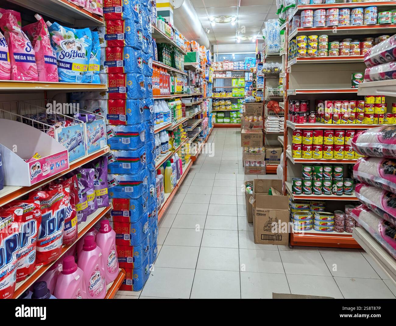 Kota Kinabalu, Malaysia - January 20, 2025: Various selections of confectionery display on shelf in 99 Speedmart grocery store. - Smartphone Captured Stock Image
