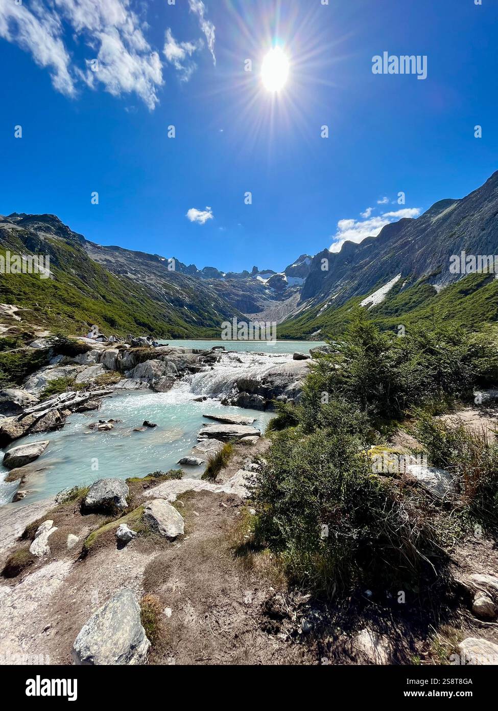 Sunny day in Laguna Esmeralda, Ushuaia - Smartphone Captured Stock Image