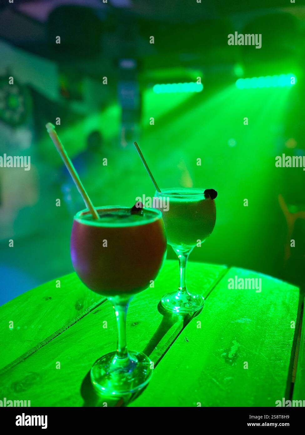 Caribbean drinks at San Andres Island club - Smartphone Captured Stock Image