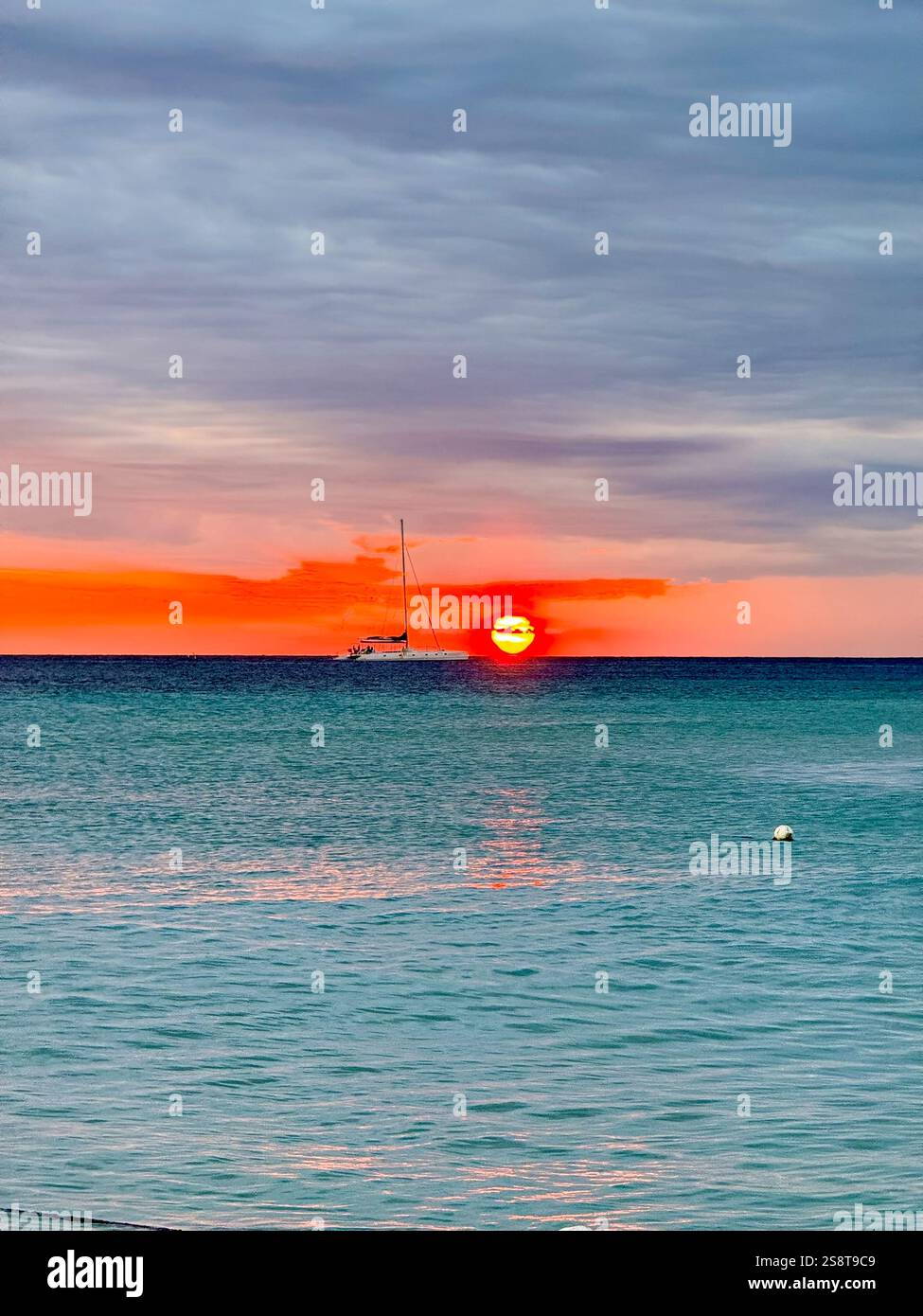 Sunset at Bayahibe's beach in Dominican Republic - Smartphone Captured Stock Image