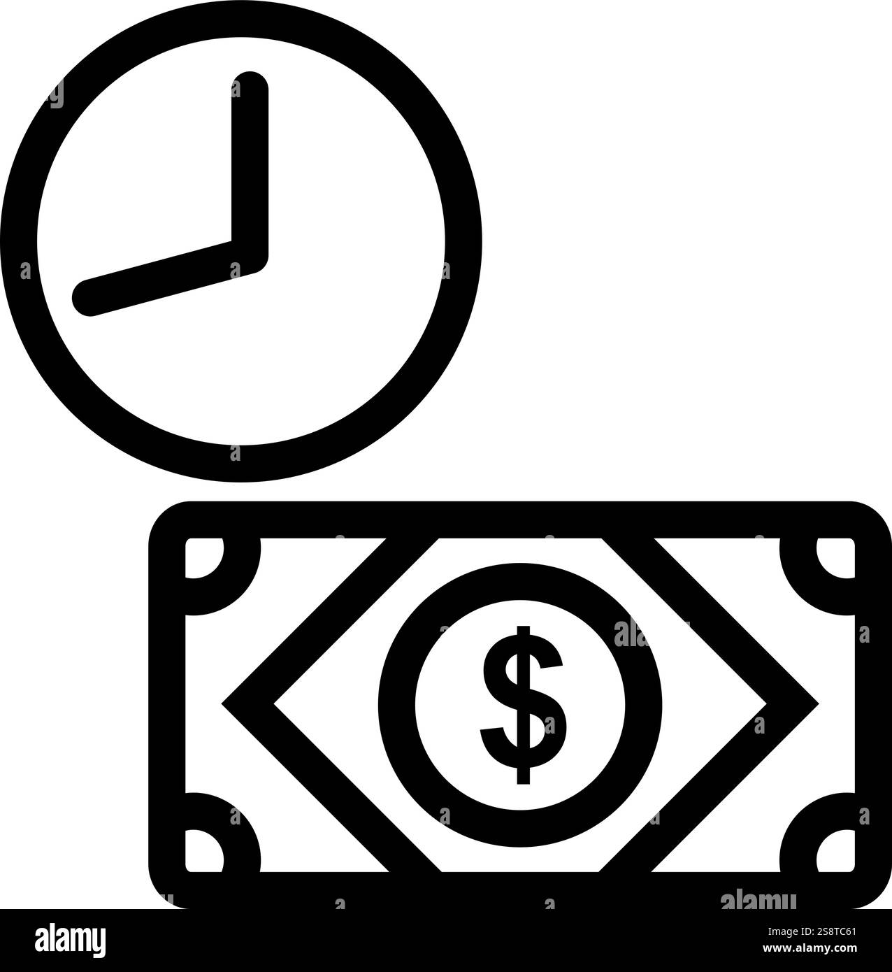 Time Based Currency icon vector. Suitable for mobile apps, web apps and print media. Stock Vector