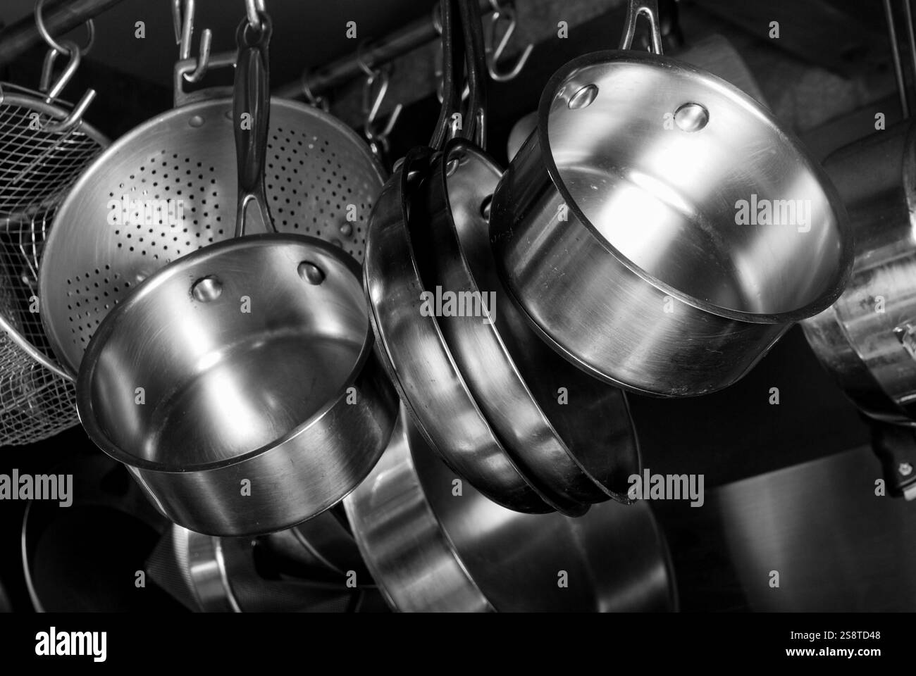 kitchen utensils, utensils, pots, ladles, pans, utensils, equipment Stock Photo