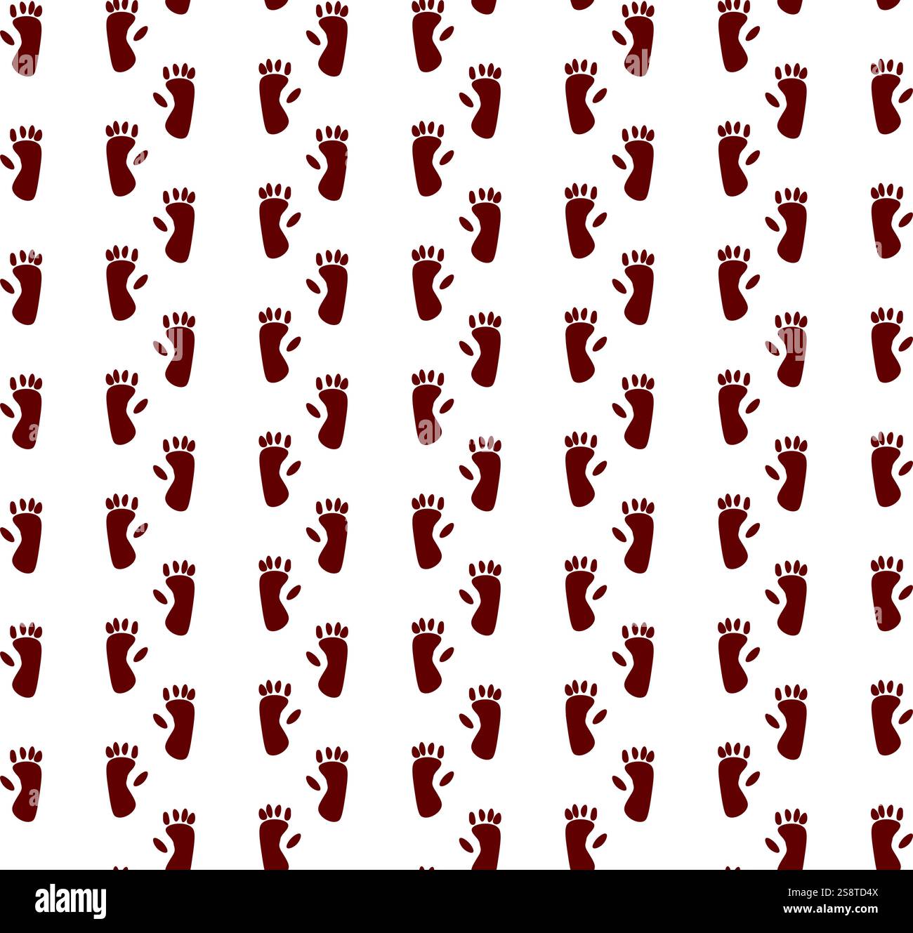 Traces of monkey seamless pattern. Vector graphic line illustration Stock Vector