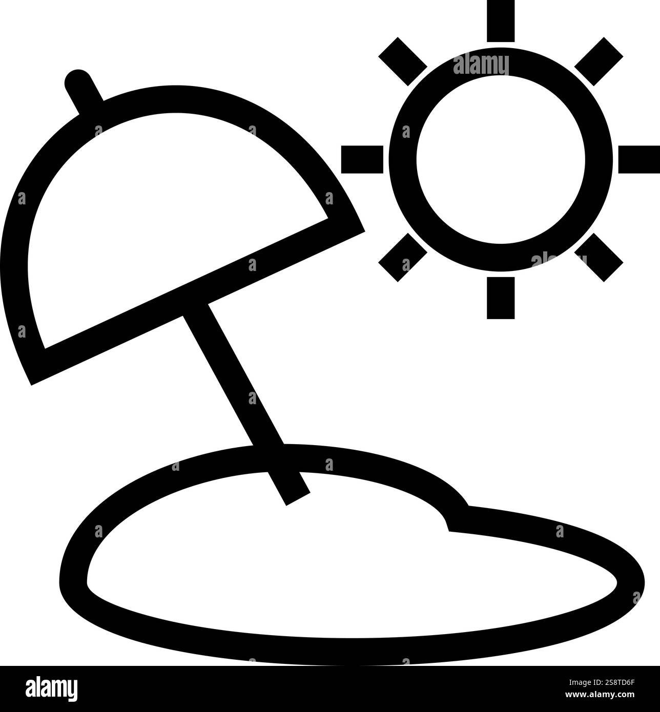 Umbrella on Beach icon vector. Suitable for mobile apps, web apps and print media. Stock Vector