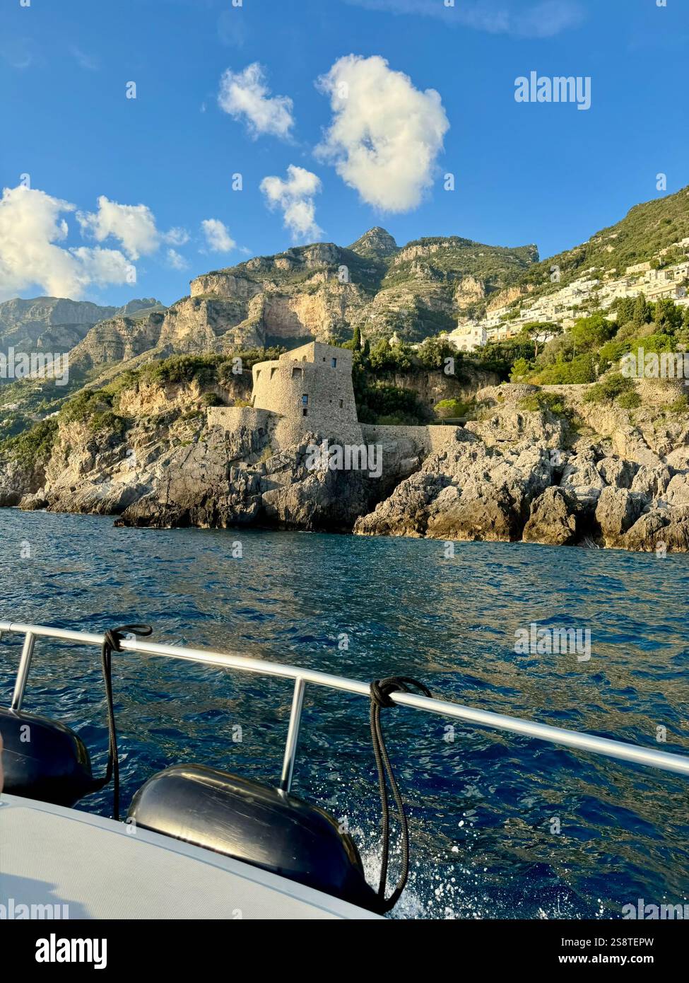 Castle at Praiano from a sunset excursion - Smartphone Captured Stock Image