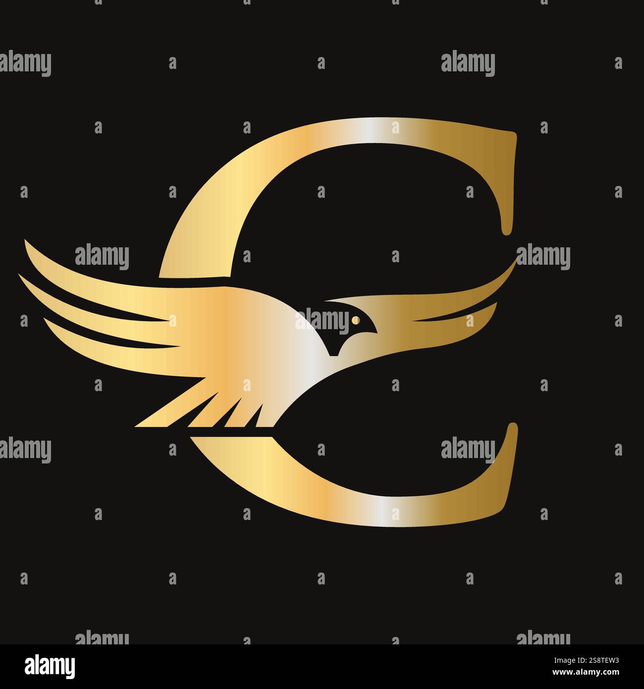 Initial Letter C Flying Eagle Logo Concept For Speed Icon and ...