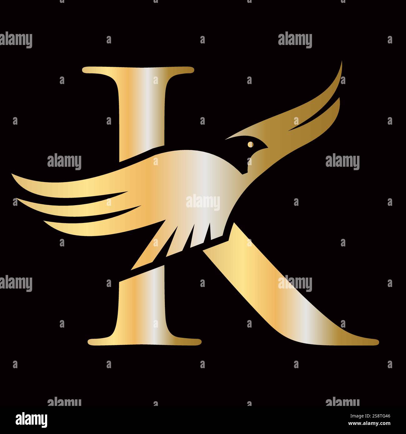 Initial Letter K Flying Eagle Logo Concept For Speed Icon and ...