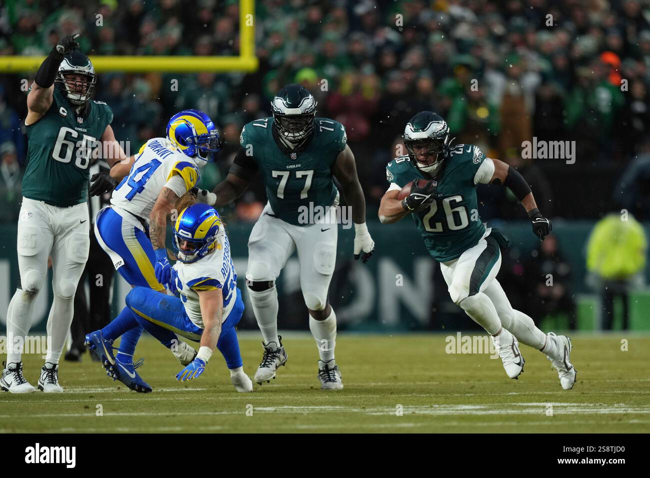 Philadelphia Eagles' Saquon Barkley plays during an NFL football NFC