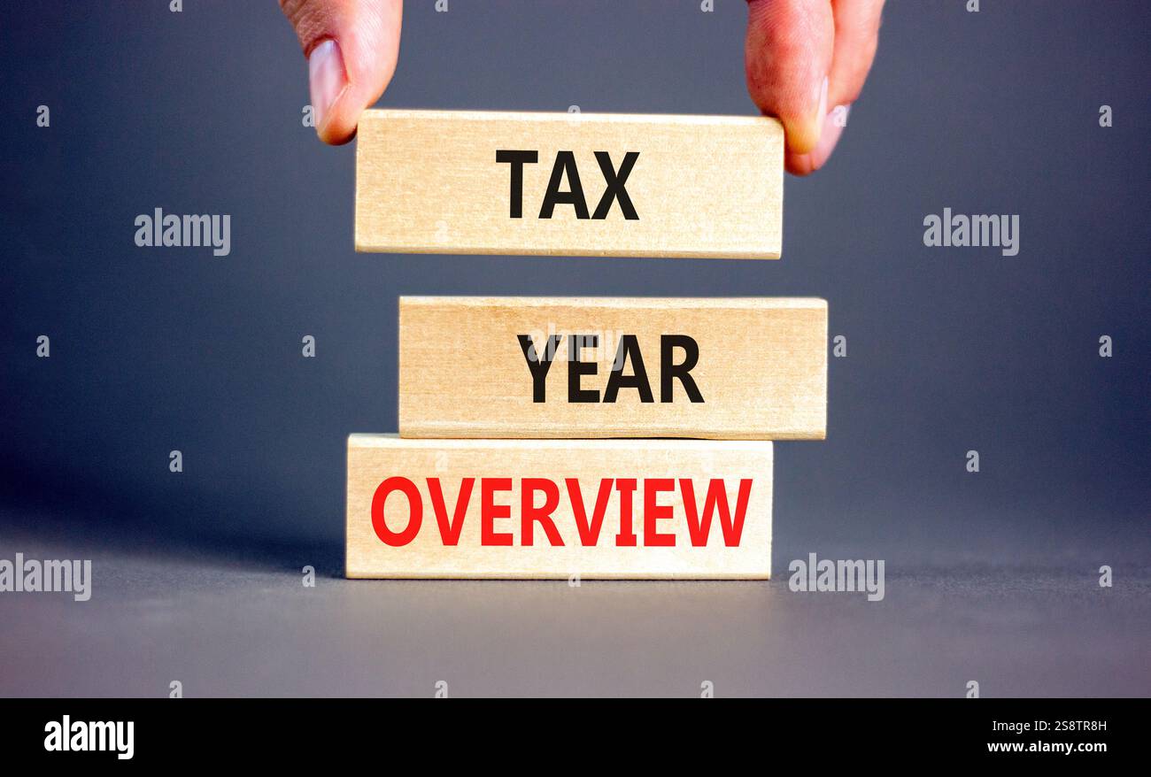 Tax year overview symbol. Concept words Tax year overview on beautiful ...