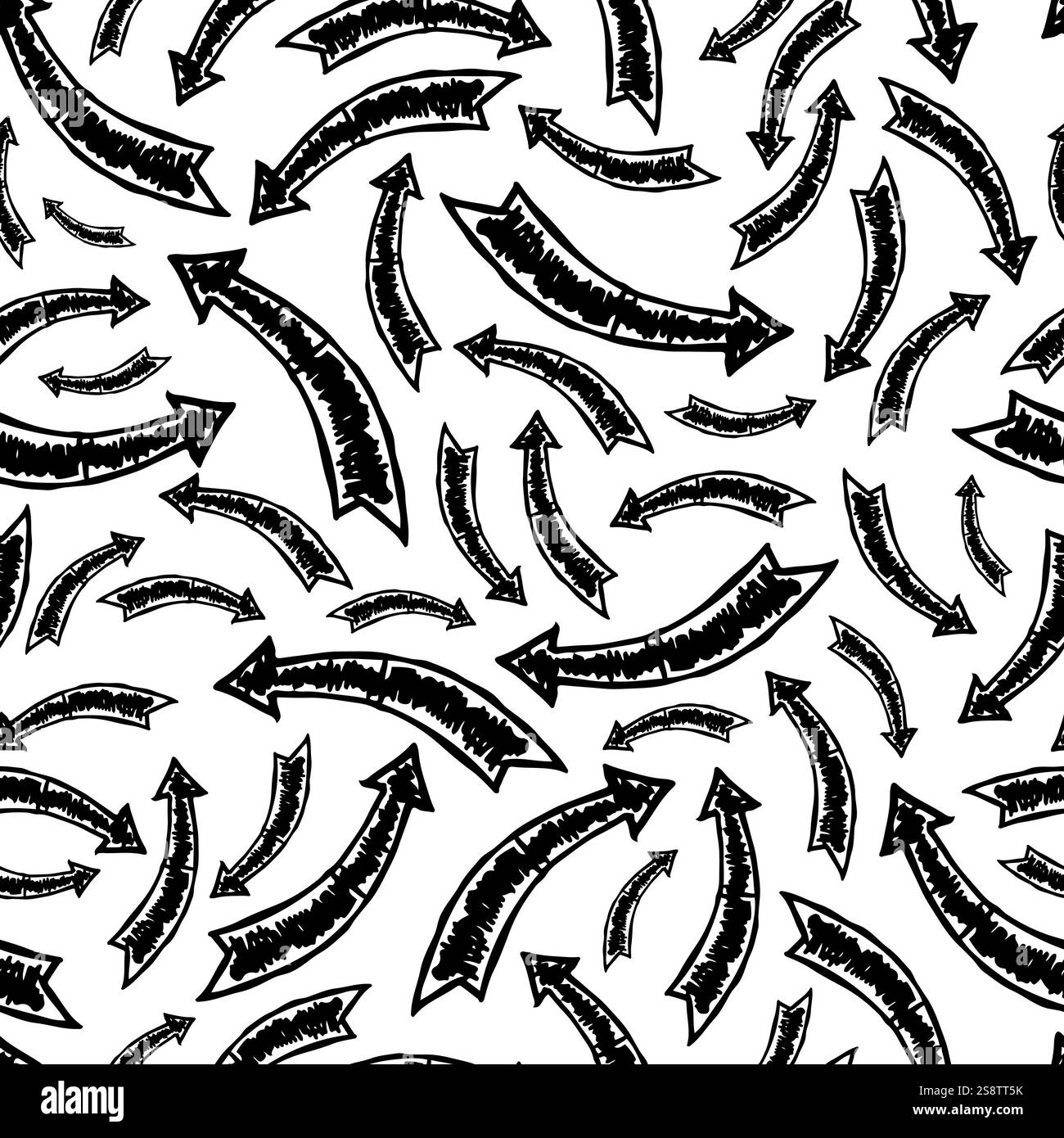 Seamless pattern with black hand drawn arrows. Vector illustration ...