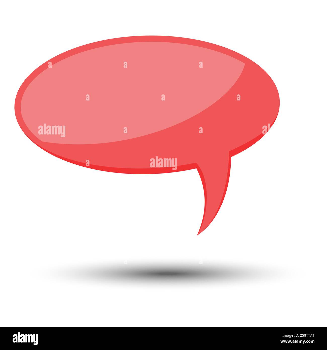 Red cartoon comic balloon speech bubble without phrases and with shadow. Vector illustration. Stock Vector
